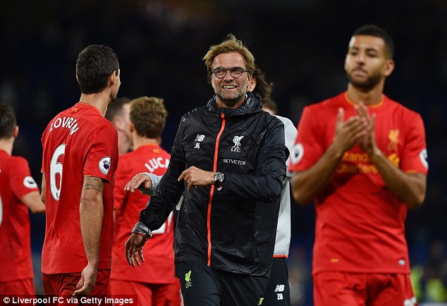  (Klopp merayakan kemenangan bersama pemainnya / sumber dokumentasi foto : Dailymail)