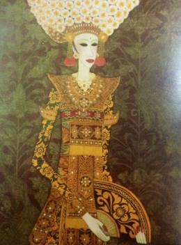 The Legong Dancer, 1990, 100x80 Cm, Water Color on Canvas, Collection of Singapore Art Museum