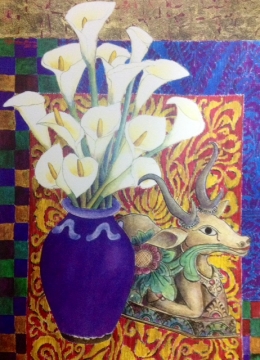 The Purple Vase, 1999, 76x56 Cm, Water Color on paper