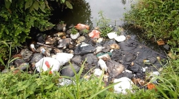 Sampah di perairan yang bisa membawa bencana banjir dan pencemaran air. Lokasi: Pamulang, Tangerang Selatan. (Foto: Gapey Sandy)