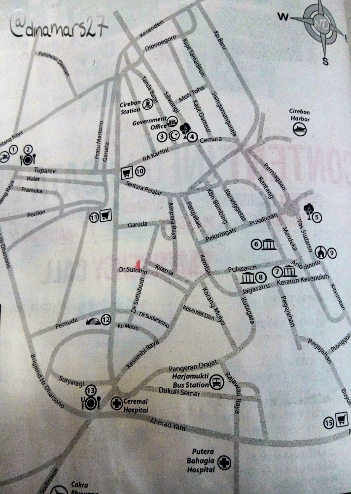 Denah spot wisata kota Cirebon yang saya dapatkan dari buku yellow pages. (foto: dok.pri)