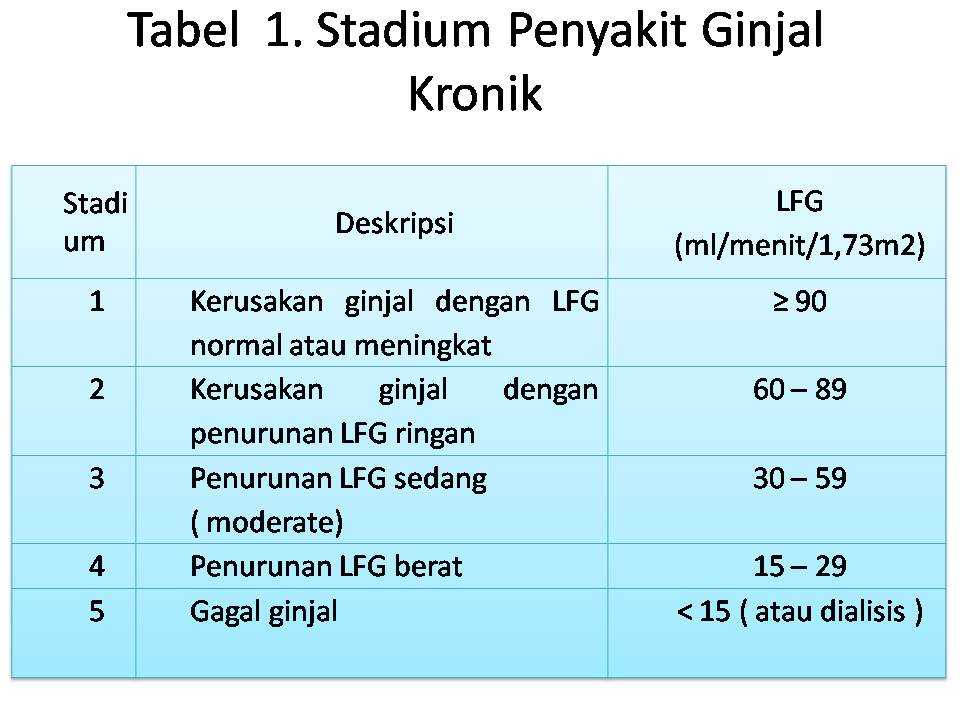 Stadium pada Penyakit Ginjal Kronik (Sumber: b11nk.files.wordpress.com)