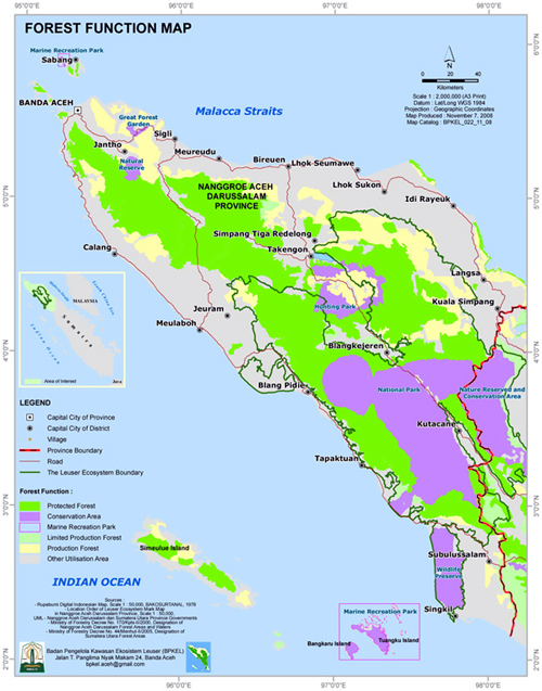 Peta Kawasan Ekosistem Leuser, Aceh (Sumber: mongabay.co.id)
