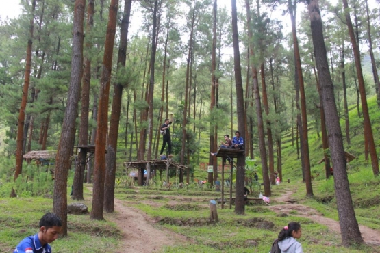 Selain rumah pohon juga terdapat wahana out bond.