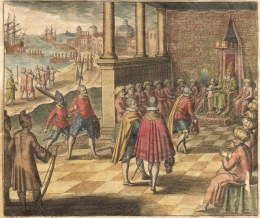 Francis Drake saat dijamu Sultan Babullah (1579)