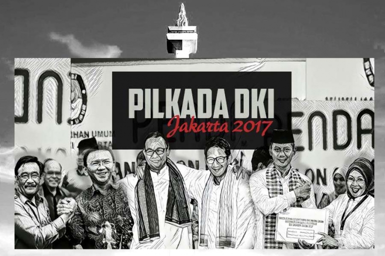 Ilustrasi tiga pasangan peserta Pilkada DKI Jakarta. (Sumber: kompas.com)