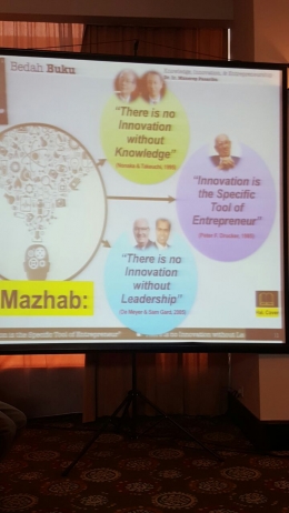 Presentasi Penulis Buku, Dr.Ir. Manerep Pasaribu tentang 3 (Tiga) Mazhab. (sumber foto: dokumentasi IKATM-USU)