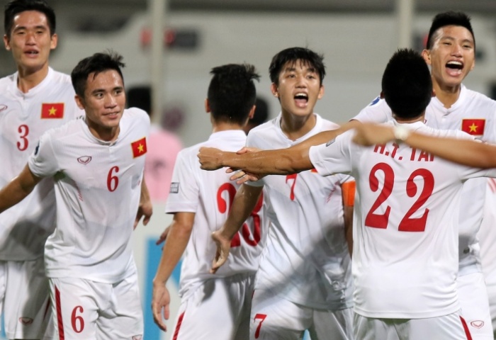 Para pemain Vietnam U-19 usai cetak sejarah / sumber dokumentasi : afc.com