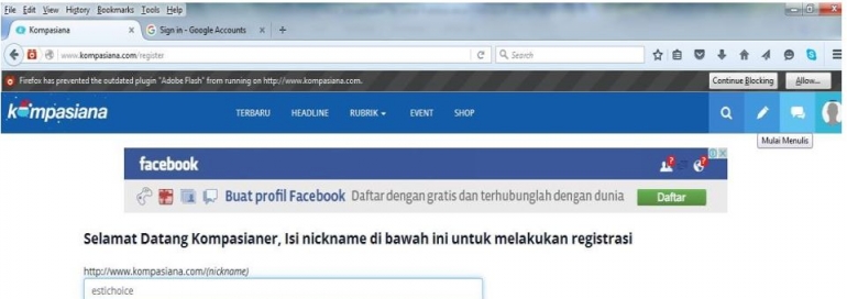 Gambar 30. Proses Register pada http://kompasiana.com
