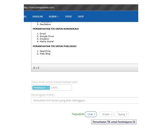 Gambar 35. Tools Lihat untuk Artikel yang Terpublikasi