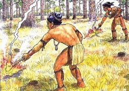 Ilustrasi land clearing masyarakat tradisonal dengan metode slash and burn (sumber: floridadesototrail.com)
