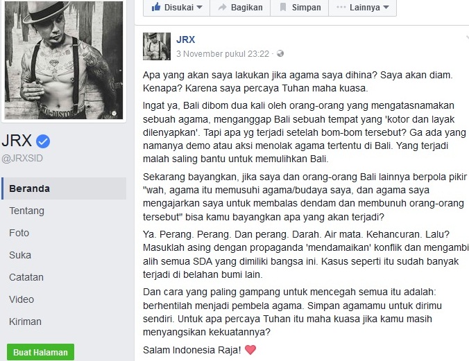 Memaknai Pesan Kedamaian Dari Tulisan Media Sosial Jerinx Sid Kompasiana Com