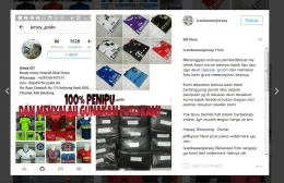 akun online shop @ivankawanjersey yang dirugikan karena fotonya dicuri oleh akun online shop palsu @jersey_goidn. sumber: instagram.com