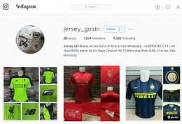 akun online shop palsu @jersey_goidn yang menggunakan alamat toko milik orang lain. sumber: instagram.com