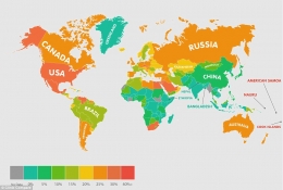 Peta obesitas dunia tahun 2015. Sumber: www.dailymail.co.uk
