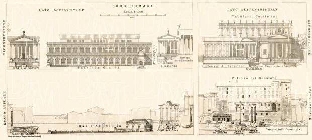 Sketsa gambar kuno tentang Foro Romano, di Roma (www.DiscusMedia.com)