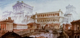 Sketsa arsitektural tentang Foro Romano, kehidupan kota Romawi kuno (www.jurnalarchitecturalhistorian.com)
