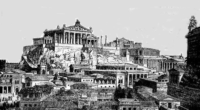 Tample of Jupiter Optimus Maximus, gagah dan kekar, tempat pemujaan dewa Jupiter, sebuah icon di Foro Romano di Romawi kumo| Sumber: www.lambertville.com