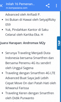 Juara Harapan dari 16 Pemenang Traveling bersama Smartfren 4G LTE Advanced. (dok pri).