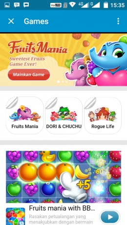 Deskripsi : Salahsatu Game yg tersedia di Galeri Games BBM I Sumber Foto : Screenshoot BBM Andri M