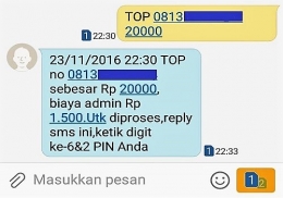 Pembelian Pulsa dengan Menggunakan SMS Banking (dokpri)