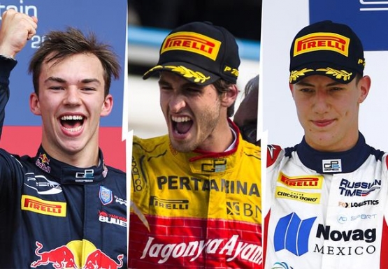 Tiga kandidat juara GP2, Antonio Giovinazzi, Pierre Gasly dan Raffaele Marciello/gp2series.com