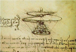 sketsa helikopter yang dirancang oleh da vinci/ www.leonardodavincisinventions.com