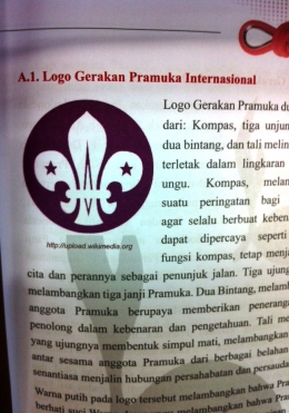 Logo WOSM dalam buku yang sebenarnya adalah logo Scout Association, organisasi kepanduan Inggris. (Foto: BDHS)