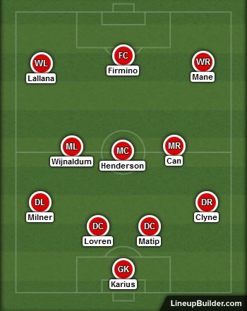 Formasi 4-3-3, Lallana mengisi posisi Coutinho.