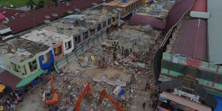 Suasana foto dari udara kerusakan bangunan akibat gempa di Pidie Jaya, Rabu (2016/12/07). || SERAMBI / HARI MAHARDHIKA 