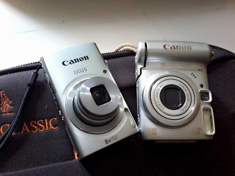 Kamera Digital yang saya sering saya gunakan saat aktivitas travel, yakni Canon Ixus 175 dan Canon Power Shot 580 (dok pri).