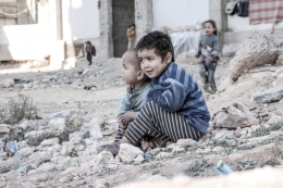 Banyak anak-anak Aleppo jadi korban serangan Bomb. Source: AFP