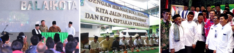 (kiri-kanan: Peresmian Masjid Balai Kota bersama Presiden RI, Safari Ramadhan dan Pemberangkatan 40 orang Marbot)