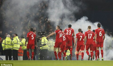 (Pemain Liverpool rayakan gol Mane bawa Liverpool memenangkan Derby Merseyside / sumber foto : dailymail)