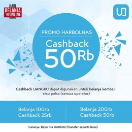 Promo Cashback Harbolnas UANGKU. Sumber :Fb UANGKU Indonesia