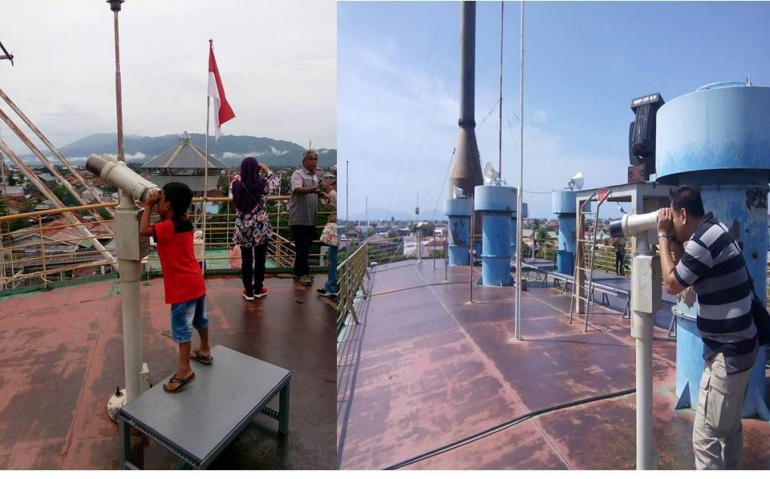 Pengunjung yang sedang Binocular ke arah pantai (foto dok pri).