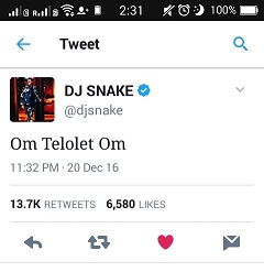 tangkapan layar akun twitter DJ Snake