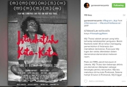 Poster film Istirahatlah Kata-kata. Film yang bercerita tentang penyair Wiji Thukul, dibintangi oleh Gunawan Maryanto. (sumber foto: instagram gunawan mariyanto/ @gunawanmaryanto )