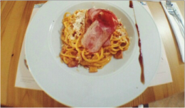 Spaghetti in Spicy Creamy Sauce with Chicken or Bacon 75K 