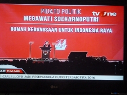 Megawati berpidato Hut PDI-P ke44 (repro TV One) 