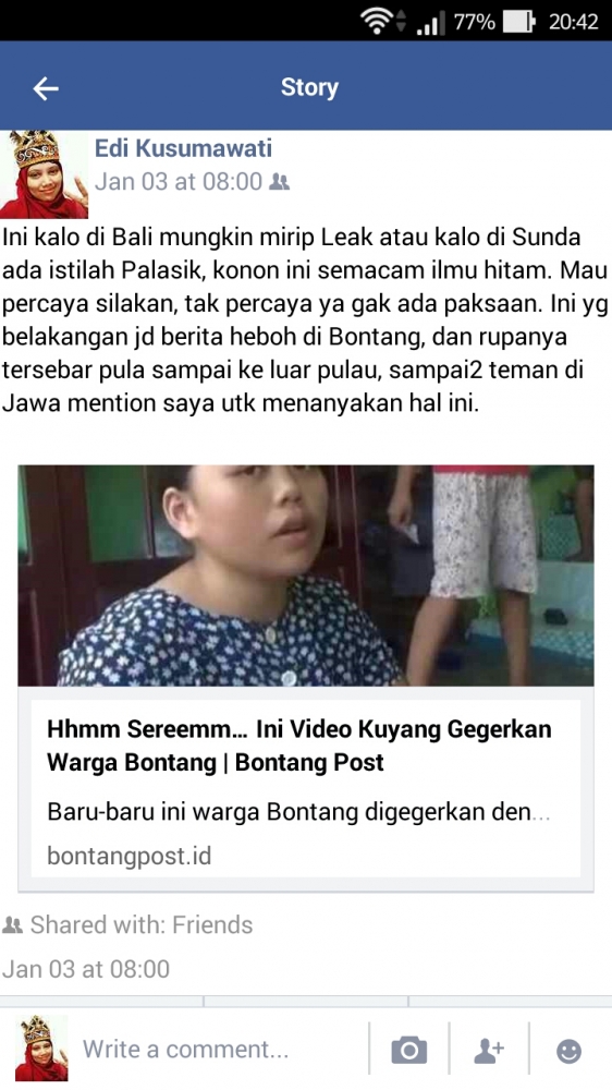 status fb saya beberapa hari lalu (dok.pri)