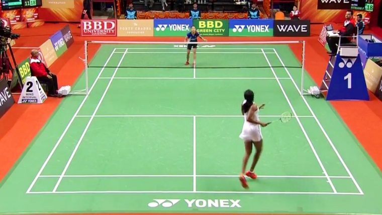 Fitriani saat menantang Sindhu di semi final/@Antoagustinus