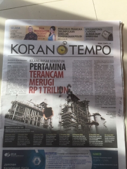Edisi koran Tempo memuat ancaman yang dihadapi Pertamina