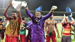 Euforia para pemain Kamerun usai menyingkirkan Ghana di semi final Piala Afrika 2017/BBC.com