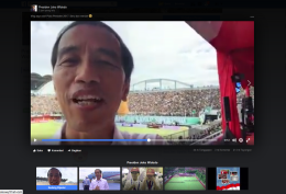 Screenshot Facebook vlog Jokowi menyaksikan partai perdana Piala Presiden 2017/detik.com