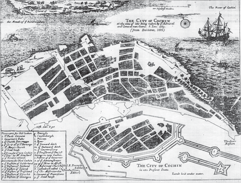 Peta Benteng Kochi dari tahun 1672. (Foto: wikipedia.com)