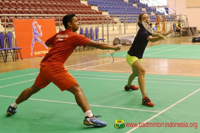 Para pemain Indonesia berlatih jelang tampil di Asia Mixed Team Championships 2017/badmintonindonesia.org