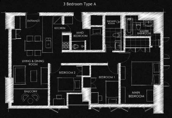 3 kamar tidur plus 1 kamar PRT (Dok. Branz BSD)