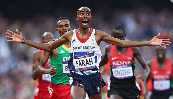 Mo Farah ketika mencapai garis finish di Olimpiade Rio. Photo: english.ahram.org.eg 