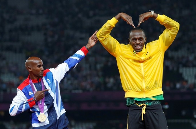 Farah dan Bolt saling sedang bertukar gaya khasnya. Photo: data1.ibtimes.co.in